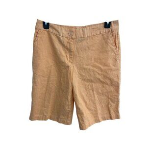 Westbound Womens Peach Linen Blend Shorts Size 12 Pocket Back Flap Button Accent
